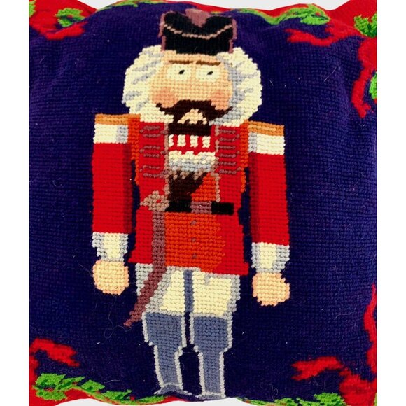 Nutcracker Design Needlepoint Decorative Pillow Christmas Decor Gift - Picture 4 of 4